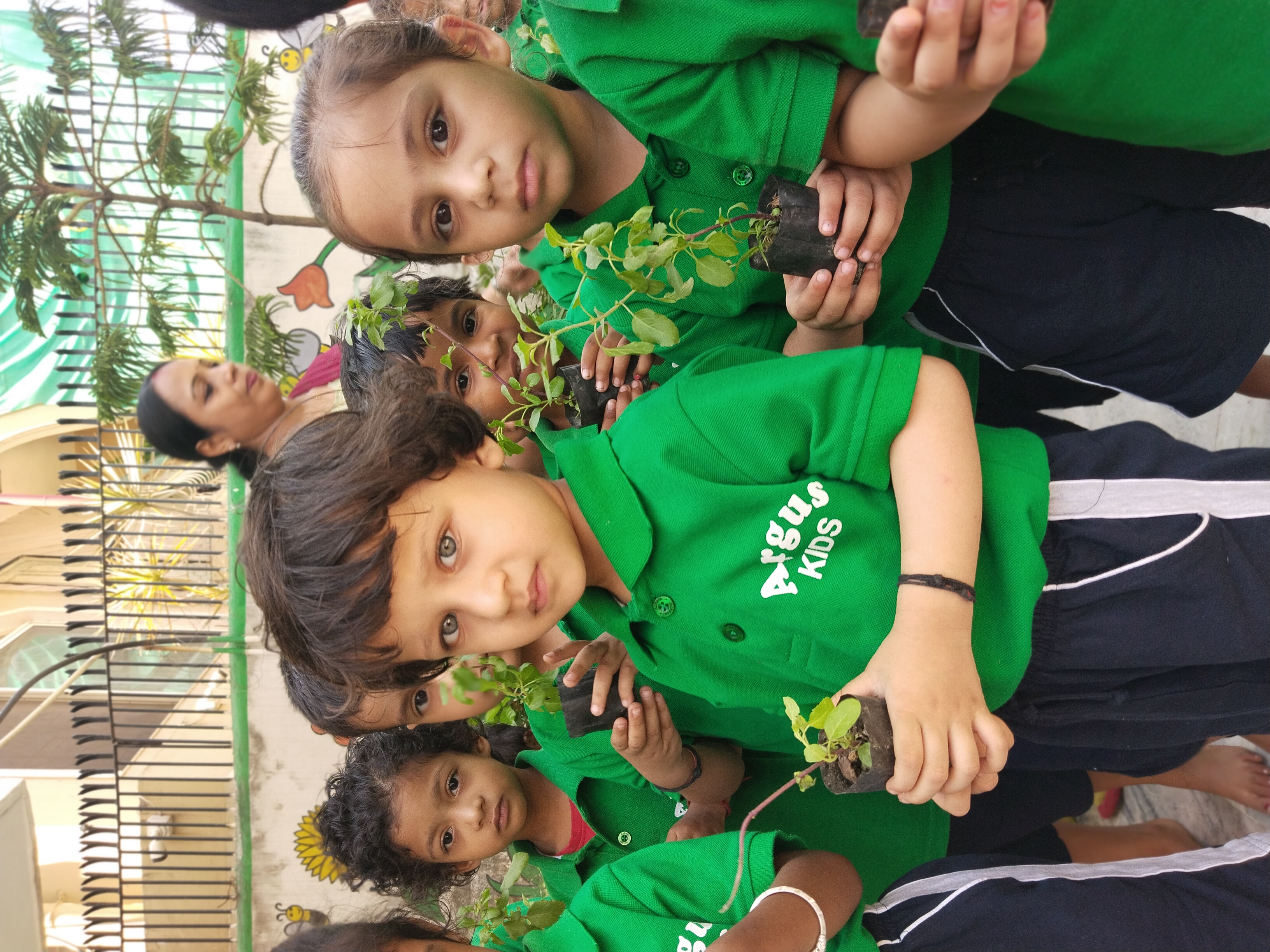 Kids doing plantation