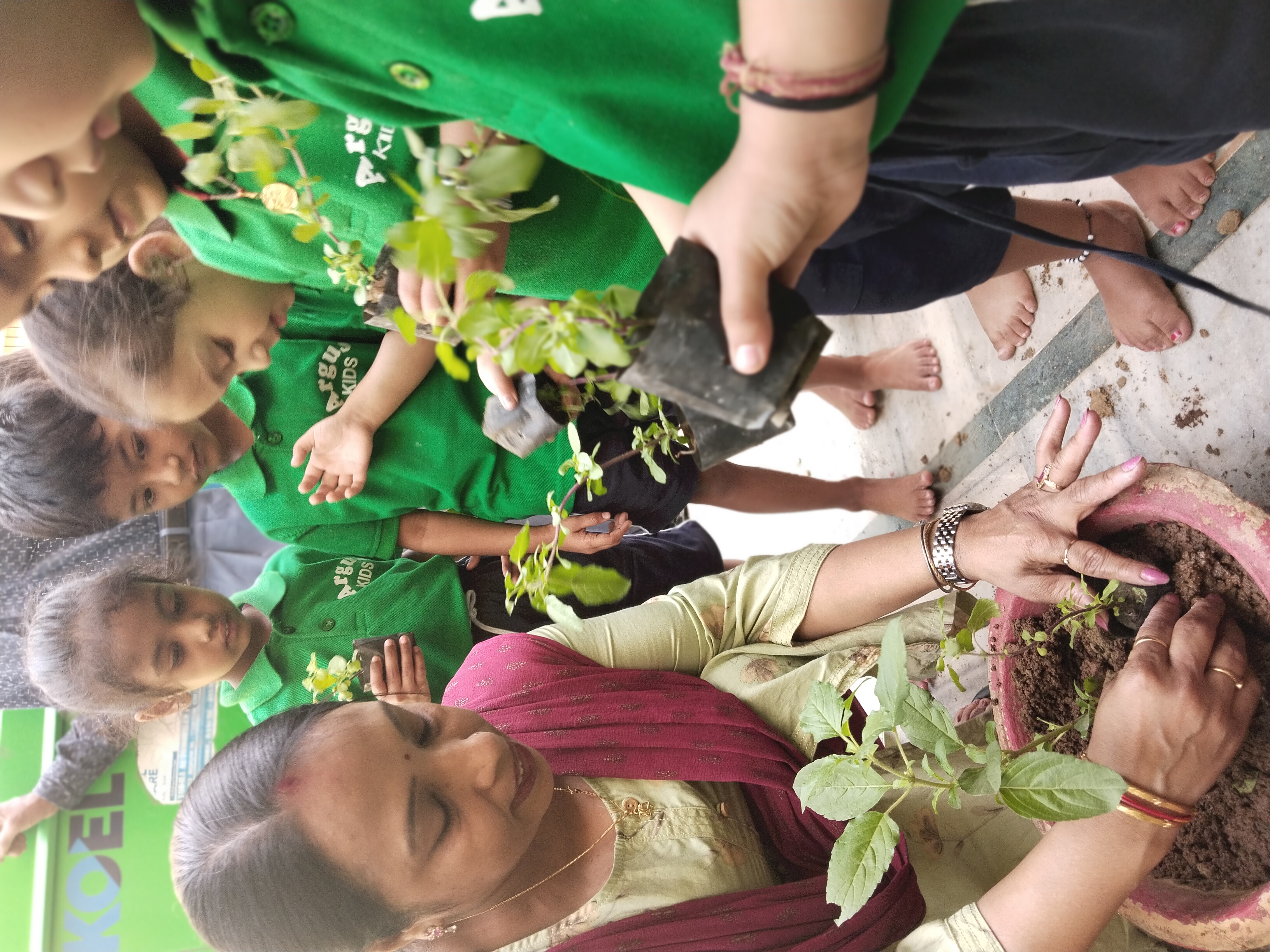 Kids Learning about plantation